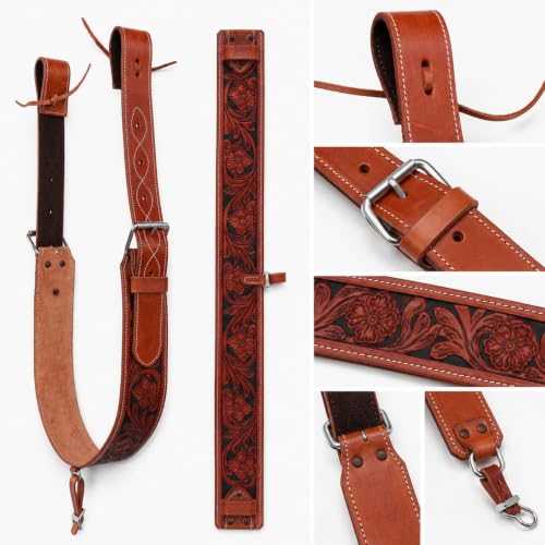 Pro Rider Horse Western Leather Tooled Back Rear Cinch Flank Girth w/Off Billets 9762A