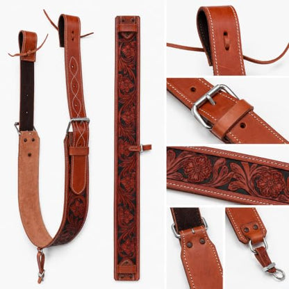 Pro Rider Horse Western Leather Tooled Back Rear Cinch Flank Girth w/Off Billets 9762A