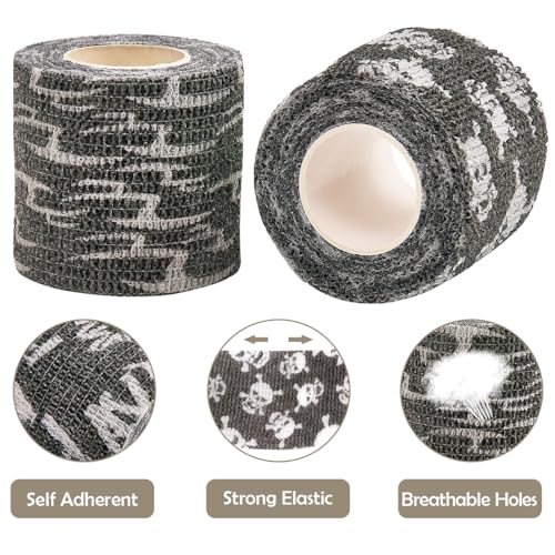 6 Rolls Self-Adhesive Bandage Wrap Grip Tape Wrap Cover Tattoo Cohesive Elastic Bandage for Tattoo Machine and Animals Wounds Wrist Healing Sprains & Swelling - color: 6Rolls 2Inchx5yard Black