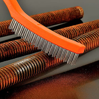 MAXMAN Wire Brush Set 5Pcs, Nylon/Brass/Stainless/Carbon, Rust/Weld Remove