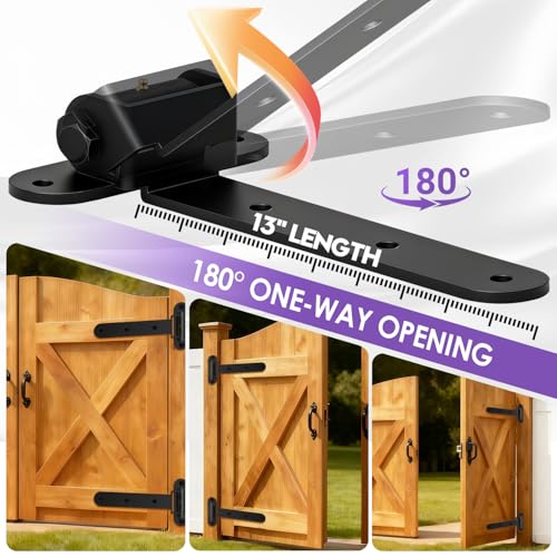 Heavy Duty Gate Hinges 900Lbs, 13" Bolt/Weld, Matte Black | Carbon steel,On with Built-in Ball Bearings;180° One-Way Open;fits barn, shed, farm, fence & garage doors