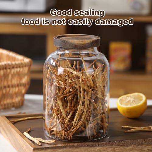 2-Pack 41oz Glass Food Storage Jars with Airtight Wooden Lids - color: 2-Pack-41 oz