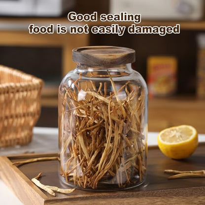 2-Pack 41oz Glass Food Storage Jars with Airtight Wooden Lids - color: 2-Pack-41 oz