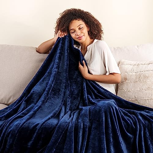Berkshire Blanket Classic VelvetLoft® Solid Throw Blanket, Lightweight Soft Fuzzy Plush Throw Blanket for Bed and Couch, Dress Blues, 50x60 Inches - color: Dress Blues, size: Throw/Throw XL
