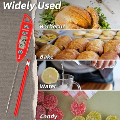 BOMATA Digital Water Thermometer for Liquid, Meat, Cooking, IPX7 Waterproof - color: Red