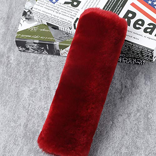 2 Pack Red Sheepskin Car Seat Belt Cover Pads | Soft Wool Seatbelt Cushions - color: Claret, size: Shearling Wool