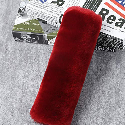 2 Pack Red Sheepskin Car Seat Belt Cover Pads | Soft Wool Seatbelt Cushions - color: Claret, size: Shearling Wool