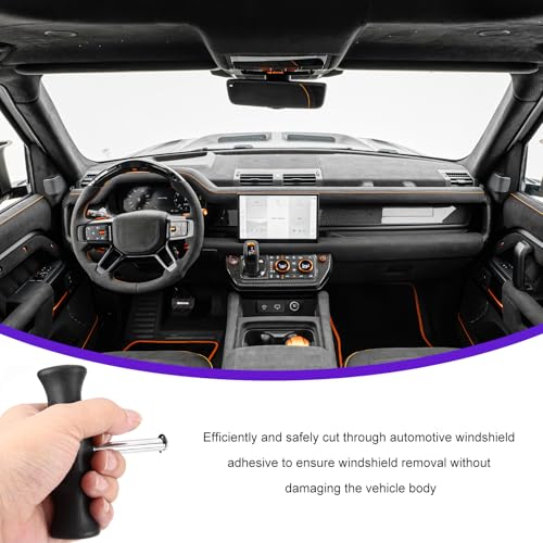 4PCS Windshield Removal Tool Kit, 65.6 Ft Car Windshield Glass Cutting Wire with Hook Tool & T-Handles, Professional Cut-Out Steel Wire Kit for Automotive Windscreen Removal