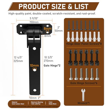 Heavy Duty Gate Hinges 1000 Lbs, 13” Bolt-On/Weld-On 180° Open Gate Hinges - size: 2 Pack