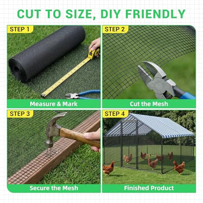 Land Guard 48 inch×100 ft Black Vinyl Coated Hardware Cloth, 23 Gauge 1/4 inch Black PVC Hardware Cloth, Black Welded Wire Fence Supports Poultry Netting Cage Fence - color: Black, size: 1/4inch 48inch×100ft