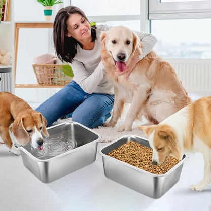 MEWTOGO 2Pcs 3 Gallons Food Grade Stainless Steel Extra Large Dog Bowls - size: 3 Gallons