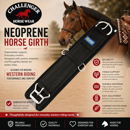 CHALLENGER Professional Equine Horse Western Riding Girth Black Neoprene No Slip Cinch 9791 - size: 30"