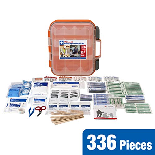 24/7 First Aid OSHA Compliant First aid Kit, All-Purpose 100-Person Emergency First Aid Kit for Business, Home, and Car in Plastic Case with Easy-Slide Latches, 336 Pieces