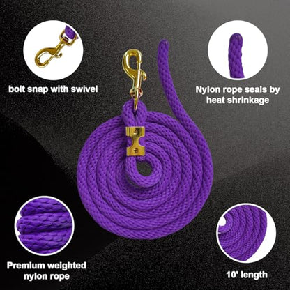 5/8" x 8' Nylon Horse Lead Rope with Cast Iron Hardware(Purple) - color: Purple