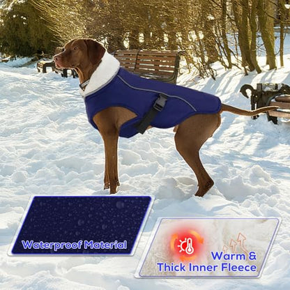 EMUST Dog Winter Coat, Waterproof Fleece Dog Jacket Winter for Small Dogs - color: Blue, size: Small