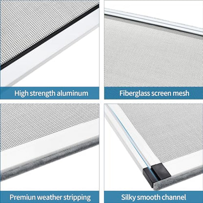 Expandable Window Screen, 2 Pack Adjustable Window Screen(18" H x 25" - 49" W) - Large Replacement Window Screens with Frame, Durable Replacement Screen for Window - size: 2 Packs【18" H x 25" - 49" W】