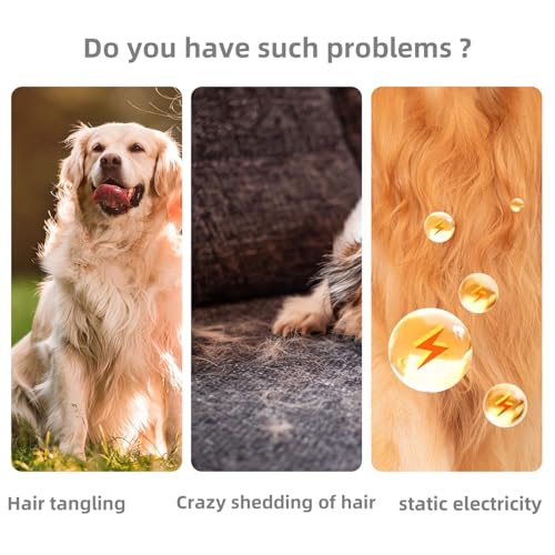 Undercoat Rake for Dogs & Cats, 3-in-1 Skin-Friendly Pet Fur Brush with One-Click Self-Clean Button, Deshedding Dog Brush for Long haired Pets, Cat Comb Removes Matted Fur & Loose Hair - color: White