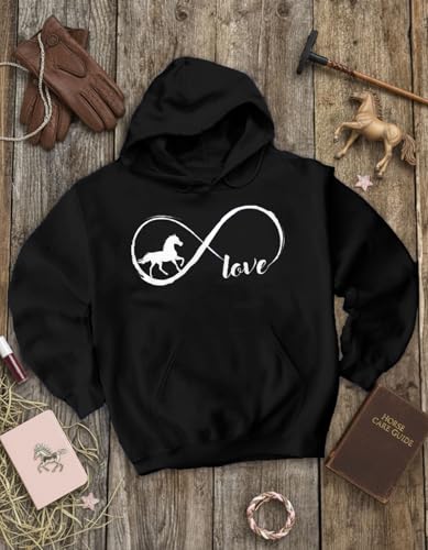 Tstars Infinity Love Horse Hoodie Women Teen Girls Equestrian Riding - color: Infinity / Black, size: Medium