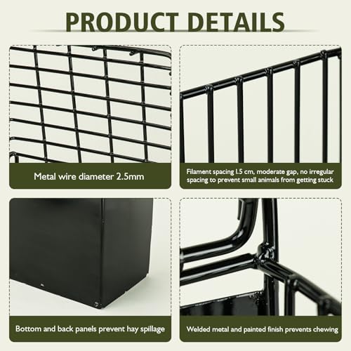 Rabbit Hay Feeder with Lid, Metal Hay Rack with Adjustable Hook - size: Square feeder