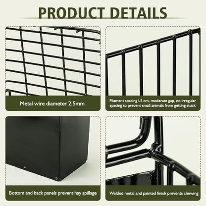 Rabbit Hay Feeder with Lid, Metal Hay Rack with Adjustable Hook - size: Square feeder