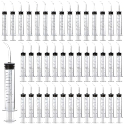 100 Pcs Dental Syringe with Curved Tip,12ml Disposable Irrigation Syringe with Measure Scale for Liquid, Oral Dental Care, Tonsil Stones Removing, Feed Small Pet,Lab