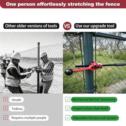 Chain Link Fence Stretcher Tool - Heavy Duty Fence Puller Stretcher for Chain Link Fence, Barbed and Woven Wire, with Deep Hook Design, for Farm Owners and DIY Fence Projects