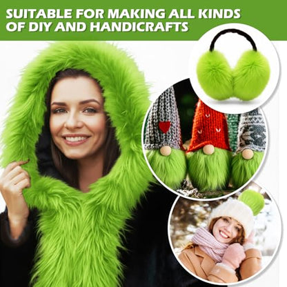 Tatuo 2 X 60 Inch Green Fake Fur Fabric for Crafts Sewing DIY - color: Green, size: 2 x 60 Inch