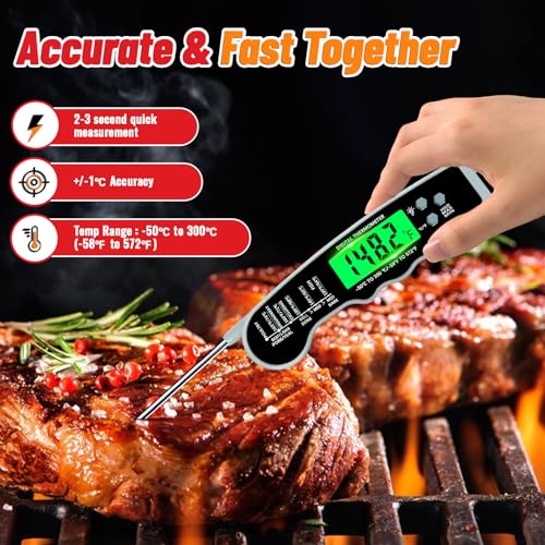 Meat Thermometer Digital, Instant Read Digital Meat Thermometer - color: Grey