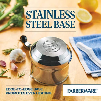 Farberware Classic Series Stainless Steel Butter Warmer Melting Pot | Easy pouring, stainless steel pot for melting butter and heating milk, small pot, spout, dishwasher safe, oven safe