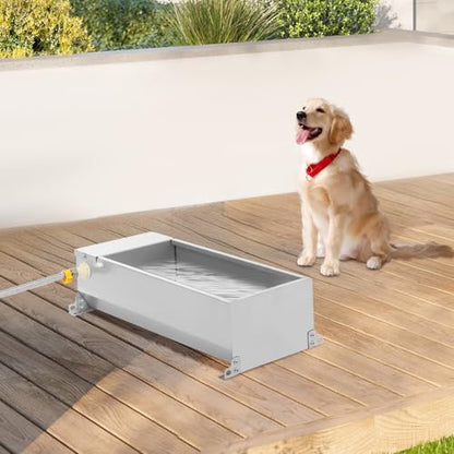 Automatic Horse Waterer, Self Filling Livestock Water Trough w/Float Valve & Water Hose, 304 Stainless Steel 3 Gallon Horse Water Trough Auto Fill Outdoor Water Bowl for Dogs,Cows,Calf,Goats