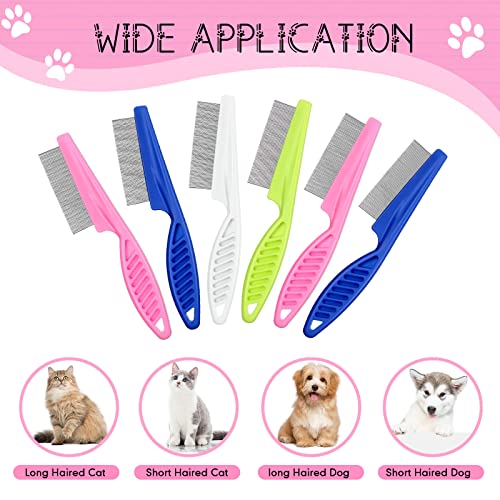 Nuogo 10 Pcs Metal Flea Comb for Dogs Cats Multi Pack, Colorful, 2 Sizes