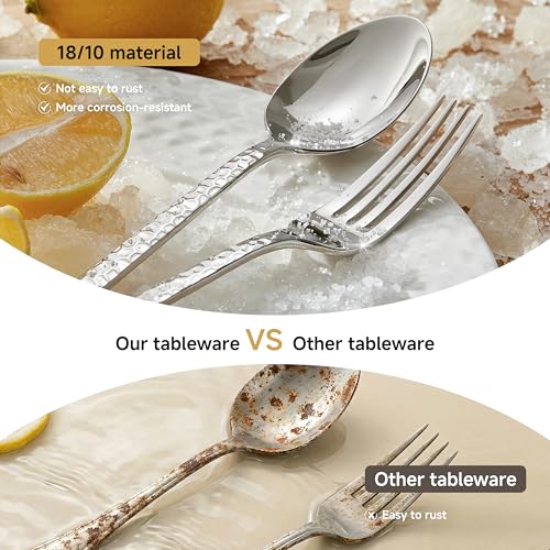 12 Piece Hammered Dinner Forks Set,18/10 Stainless Steel Forks, 8 Inch - size: 12-Piece