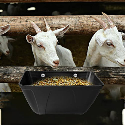 Hanging Fence Feeder for Chicken, Duck, Goat, Pig Poultry Feed Trough Chicken Feeder Bucket Feeding Container for Livestock (Black) - color: Black