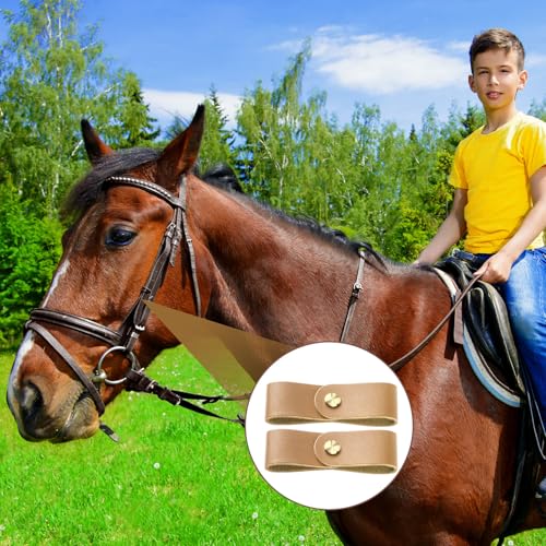 Chunful 6 Pcs Leather Breakaway Halter Replacement Straps for Horses - color: Khaki