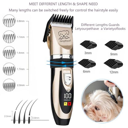 Dogs Hair Trimmer, Dogs Shaver Clippers Grooming Kit - Low Noise Cordless Rechargeable Dog & Cat Horses Clippers, Heavy Duty, Quie