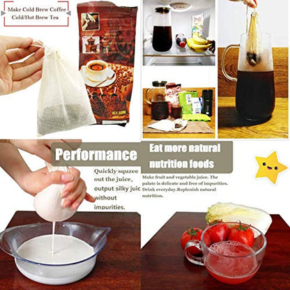 AUXIN Nut Milk Bags, 100% Cotton Cheesecloth Bags, Yogurt/Coffee/Tea Strainer, Reusable Almond/Oat Milk, Juice, Cold Brew Coffee, Food Grade, Reusable Washable Strainer (Mixed Size, 5 Pack) - size: Mixed Size, 5 Pack
