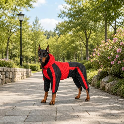 Pet Apparel Large Dog Clothing Raincoat Pet Clothes Rain Coat For Big Large Dogs Red Green Waterproof (L-S, Red) - color: Red, size: L-S (Medium Dog ~30lbs)
