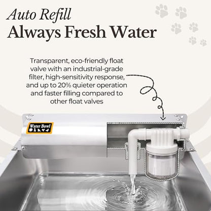 Automatic Pet Water Dispenser - 304 Stainless Steel Auto-Fill Water Bowl for Dogs - Poultry & Livestock - Float Water Level Control - 3/4" GHT Faucet Compatible - Wall Mount/Ground Use - size: 2 GAL