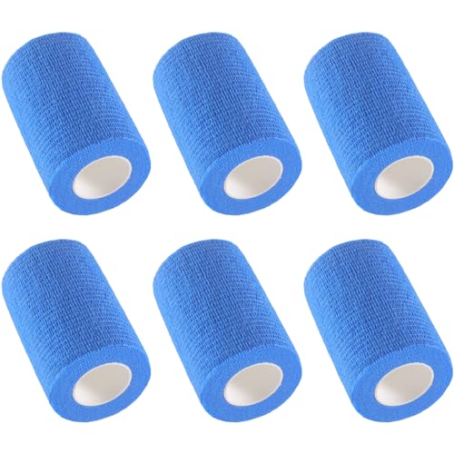 IndigoCase 6 Pack Self Adhesive Bandage Wrap 3 Inch x 5 yd Elastic Tape - color: Blue, size: 3 Inch - 6 Pack