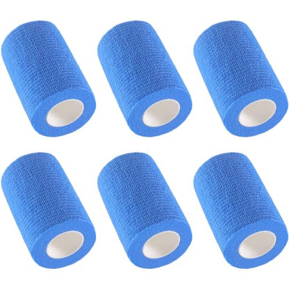 IndigoCase 6 Pack Self Adhesive Bandage Wrap 3 Inch x 5 yd Elastic Tape - color: Blue, size: 3 Inch - 6 Pack