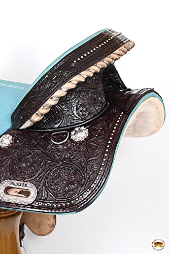 HILASON Western Horse Treeless Trail Barrel American Leather Saddle | for Horses - size: 16 In
