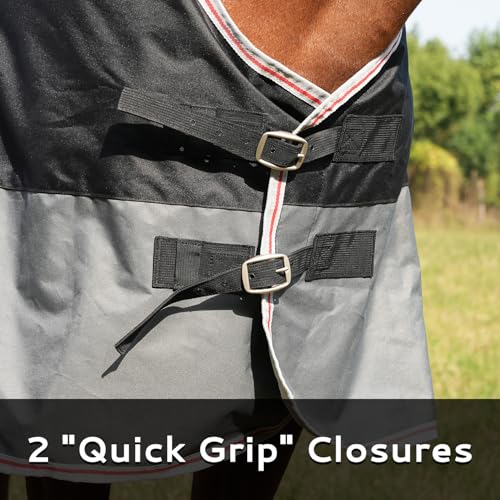 Equoray Horse Rug Fly Sheet Waterproof Rainproof Breathable Turnout Blanket Lightweight Polyfill for Cool Weather Perfect for Spring, Fall & Mild Winter, Black/Grey