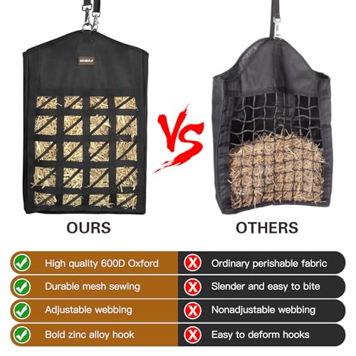 Ultra Slow Feed Horse Hay Bag, Net Front Design, 3 Pack Black - color: 3 Black