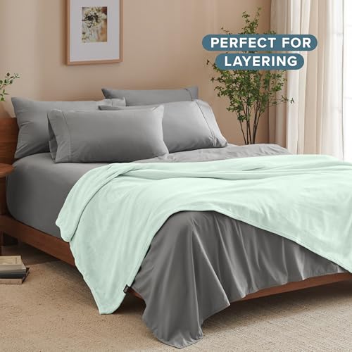 Bare Home Fleece Blanket Luxury Microplush (Full/Queen, Spring Mint) - color: 14 - Spring Mint, size: Full/Queen