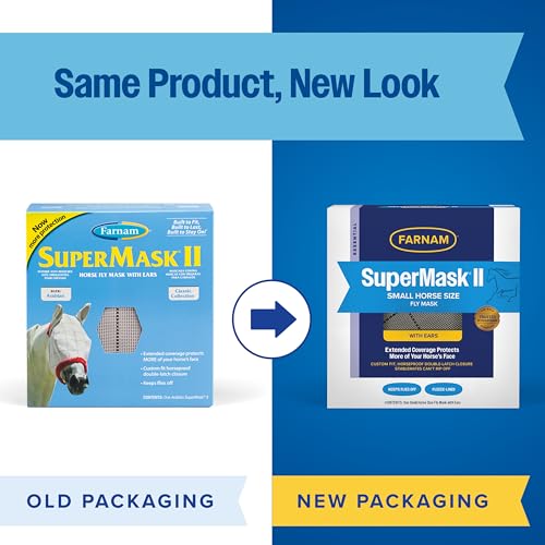 Farnam SuperMask II Horse Fly Mask with Ears, Small Size, Color May Vary