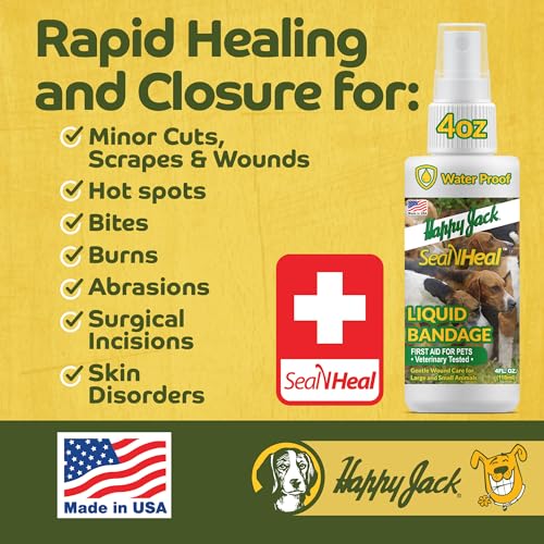 HAPPY JACK Seal 'N Heal Liquid Bandage for Dogs, Cats, Pets, 4 oz