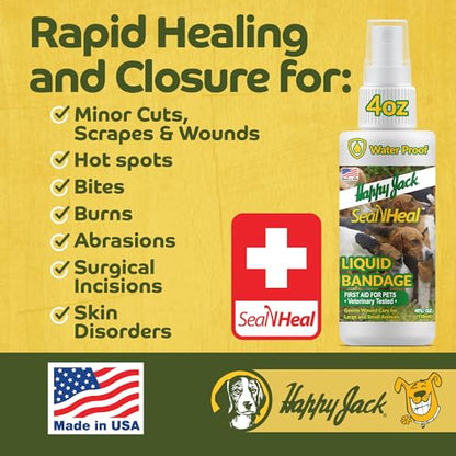 HAPPY JACK Seal 'N Heal Liquid Bandage for Dogs, Cats, Pets, 4 oz