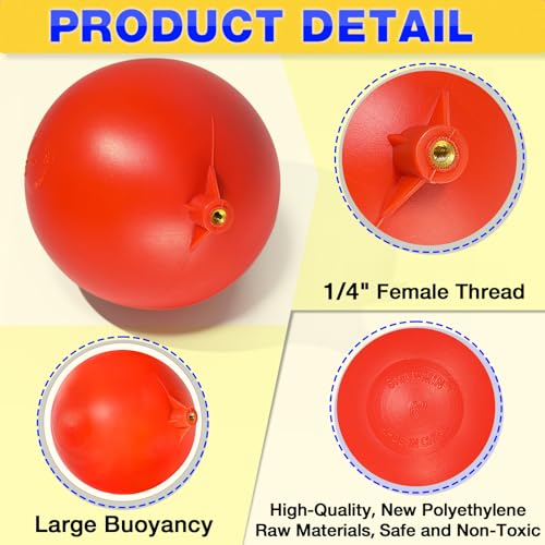 6" Float Ball Replacement, 1/4"-20 Female Thread for Float Valve - size: 6inch ball