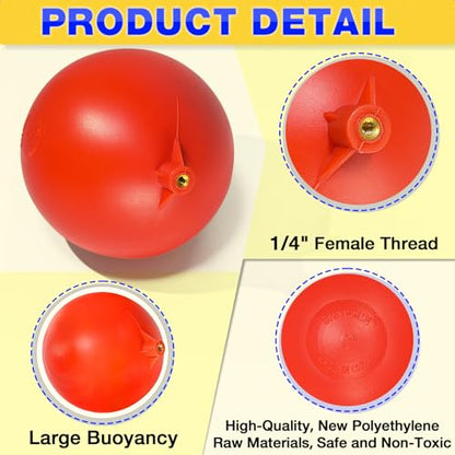 6" Float Ball Replacement, 1/4"-20 Female Thread for Float Valve - size: 6inch ball