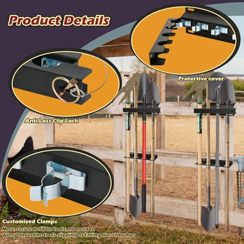 TOPOWN Heavy Duty 4-Hole Truck Bed Shovel Holder, Dump Trailer Tool Rack